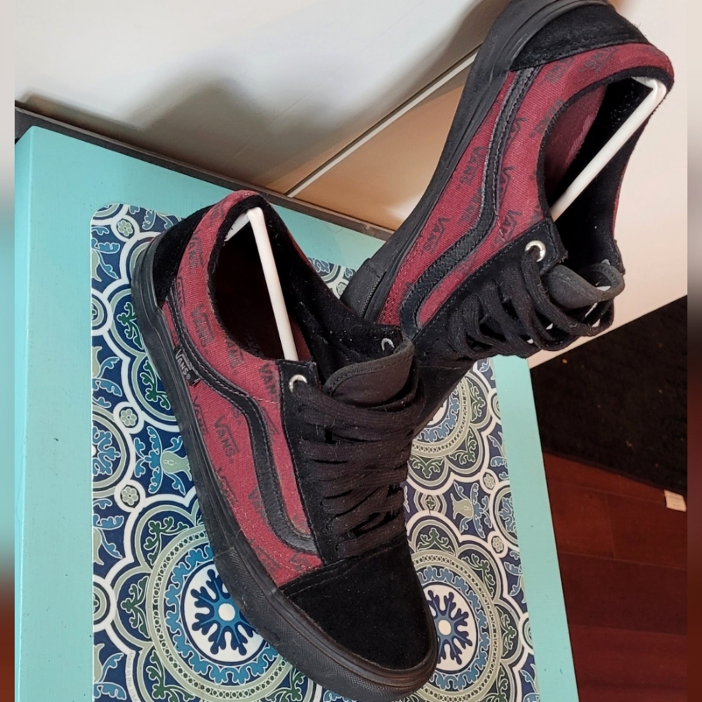 Burgundy and Black Vans